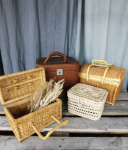 vanity osier cuir Mosee vintage